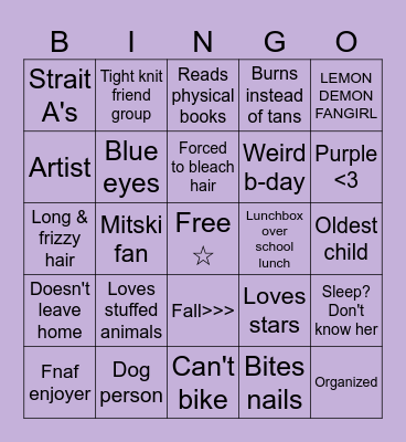 Similarity bingo! ☆ Bingo Card