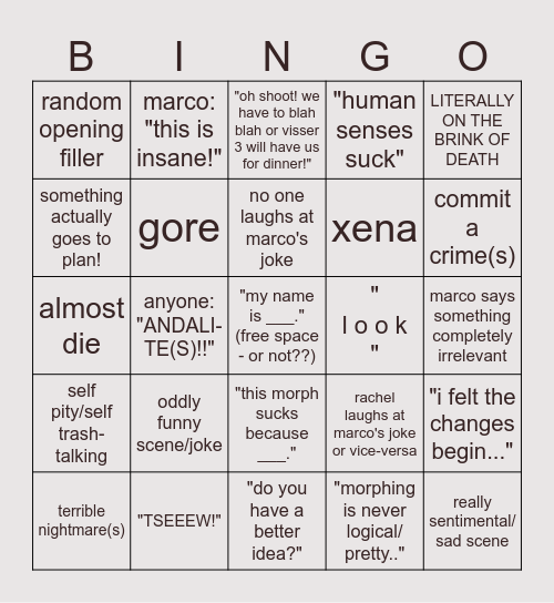 amphromogs (animorphs) bingo Card