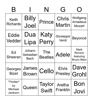 TruStage Bingo (Music) Bingo Card
