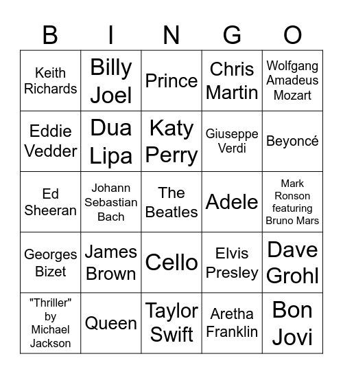 TruStage Bingo (Music) Bingo Card