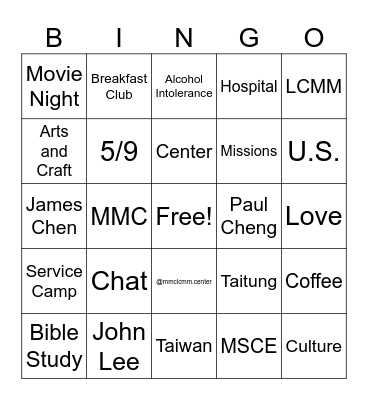 Mackay International Cultural Exchange Center Bingo Card