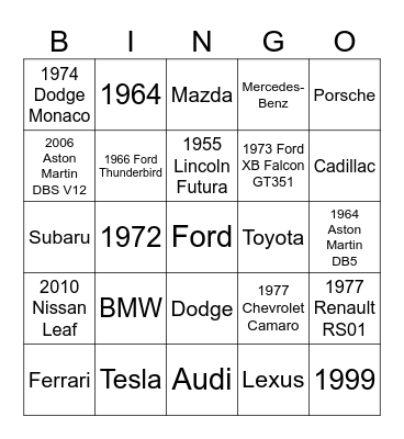 TruStage Bingo (Cars) Bingo Card