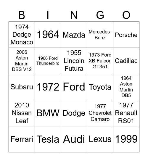 TruStage Bingo (Cars) Bingo Card