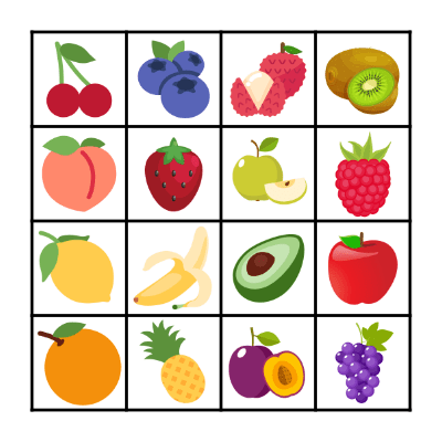 FRUITS Bingo Card