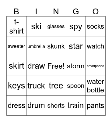 Grade 5 Vocabulary and Phonics Bingo Card