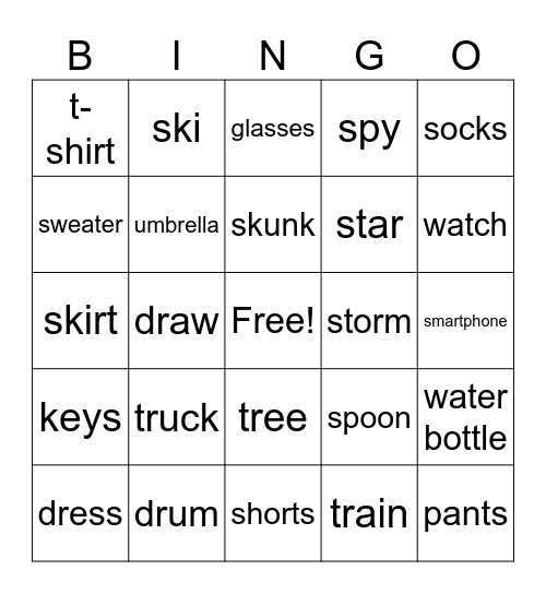 Grade 5 Vocabulary and Phonics Bingo Card