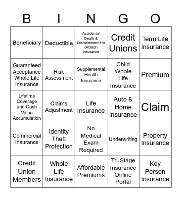 TruStage Bingo (Insurance) Bingo Card