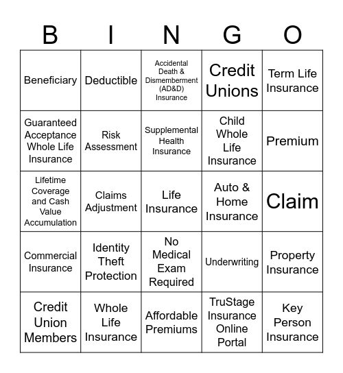 TruStage Bingo (Insurance) Bingo Card
