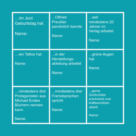 Finde eine Person, die... Bingo Card