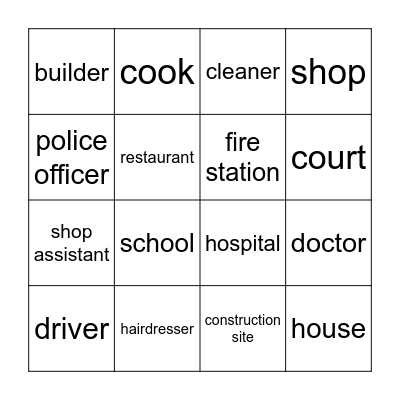 Jobs and workplaces Bingo Card