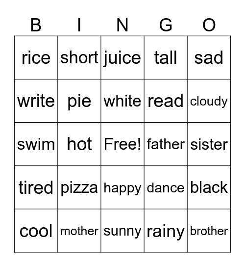 Review Grade 5 Bingo Card