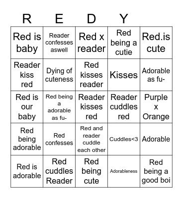 Red x reader rainbow friends bingo Card