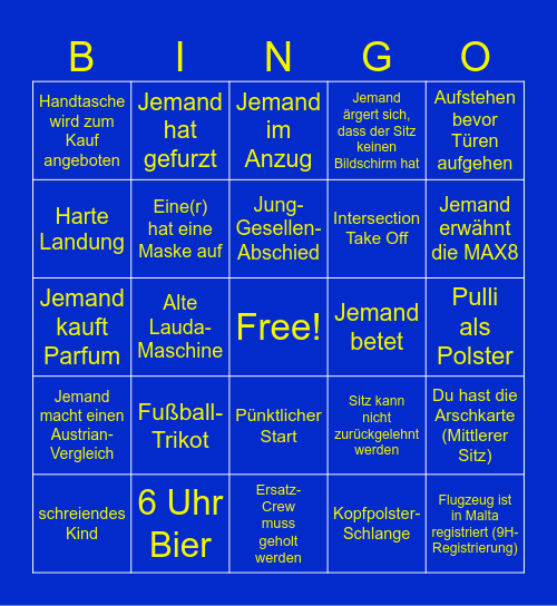 Ryanair Bing Bong (Bingo) Bingo Card