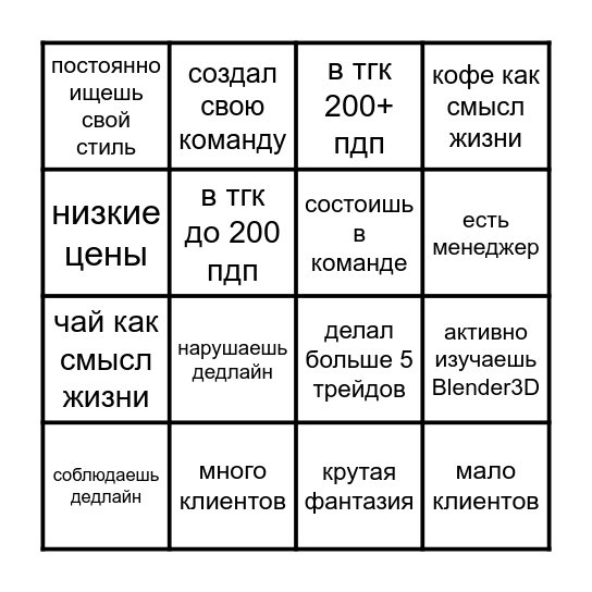 GFX BINGO Card