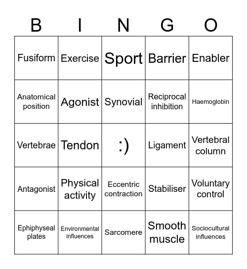 PE EXAM REVISION Bingo Card