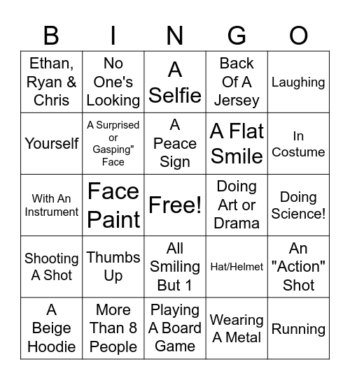 End Of The Year Slideshow Bingo Card