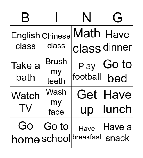 UNIT 8 Bingo Card