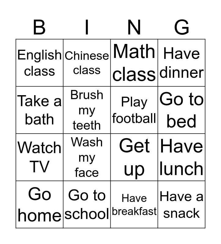 UNIT 8 Bingo Card