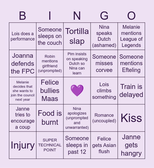 🤍💜 FSR FNWI 23/24💜 🤍 Bingo Card