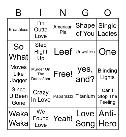 C&M Muziek Bingo - 00s/20s Ronde Bingo Card