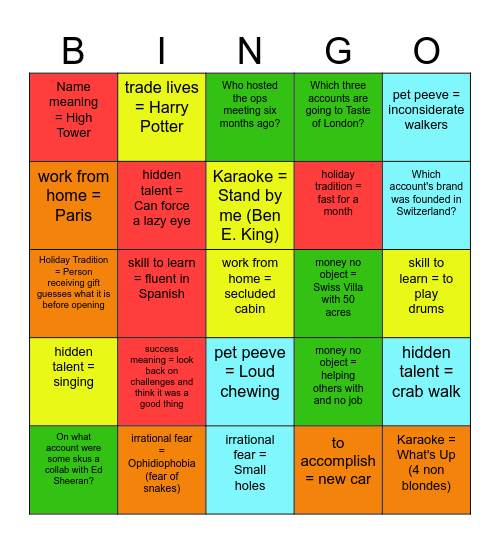 Diversity Bingo Card