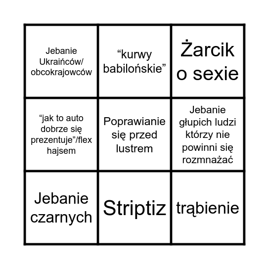 Adam Krupa BINGO Card