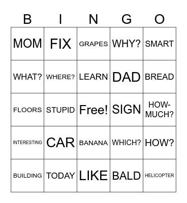 ASL 2 Final Review Bingo Card