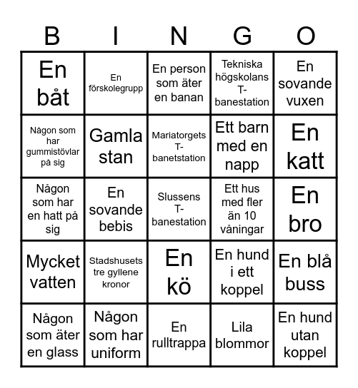 Naturhistoriska, kryssa det du ser på vägen dit och hem! Bingo Card