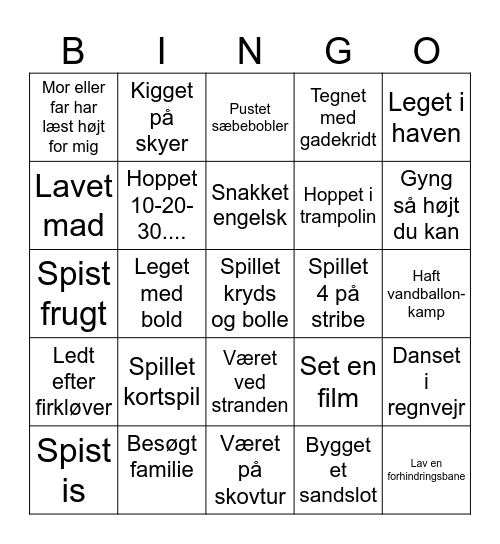 Sommerferiebingo Card