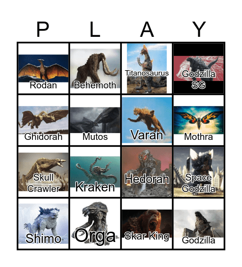 Godzilla Bingo Card