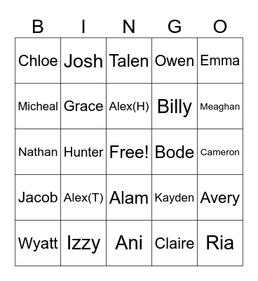 Find The Senior Bingo Card