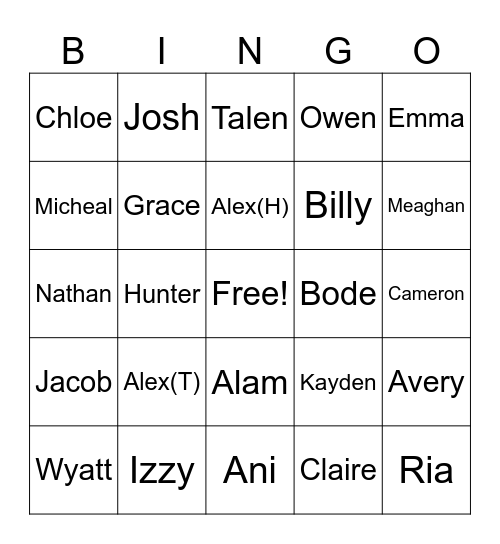 Find The Senior Bingo Card