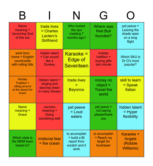 Diversity Bingo Card