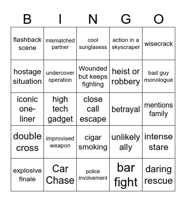 Bruce Willis Bingo Card