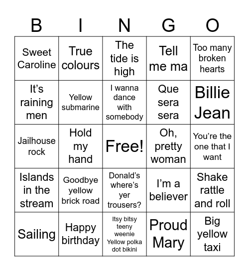 Joys Birthday Bingo Bangers Bingo Card