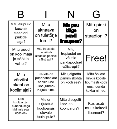 KOOLIÜMBRUSE BINGO Card