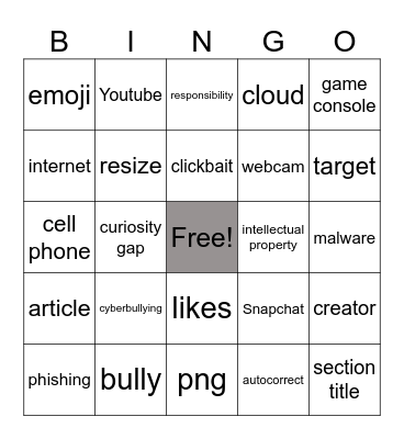 Digital Citizenship Bingo Card