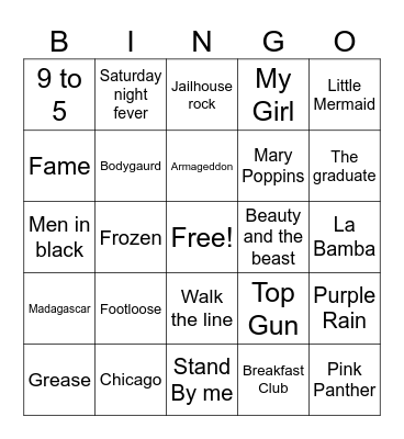 Movie Theme Songs Bingo Card