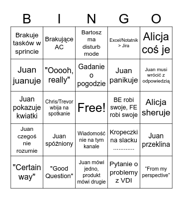 Juan bingo Card
