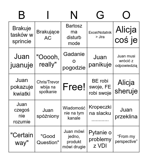 Juan bingo Card