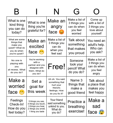 Social Emotional Bingo! Bingo Card
