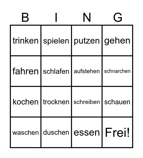 Verben Haus Bingo Card