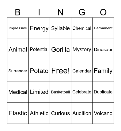 Untitled Bingo Card