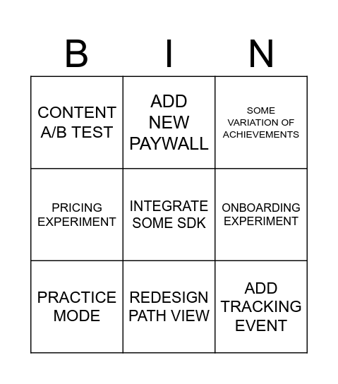 Mimo Sprint Planning Bingo Card