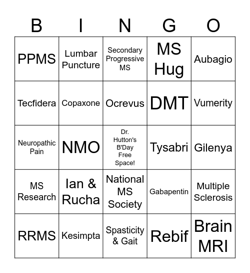 MS Clinic Bingo Card