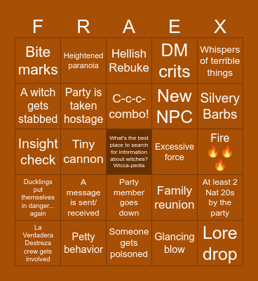 The Clash of Heroes and Thieves Bingo Card