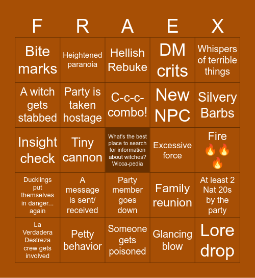 The Clash of Heroes and Thieves Bingo Card