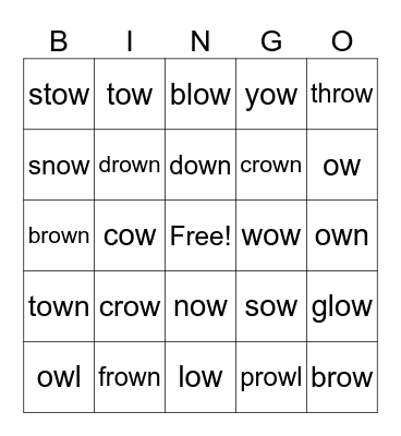 Mixed OW (snow/plow) Bingo Card