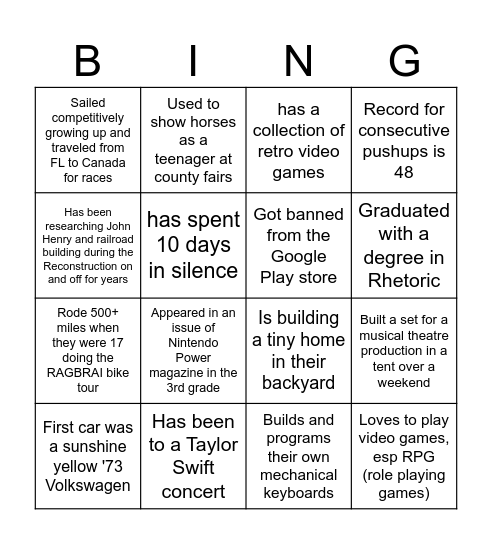 Chirp Team Bingo Card