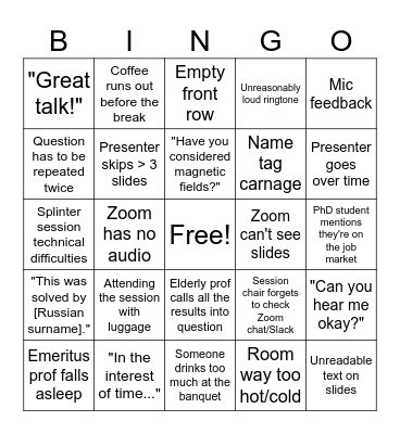 Conference Bingo Card